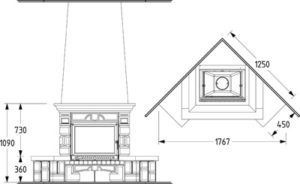 Приблизительные размеры углового камина