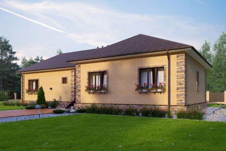 Одноэтажные дома из кирпича - проекты и фото