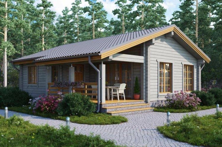Одноэтажные дома из бруса - проекты и фото