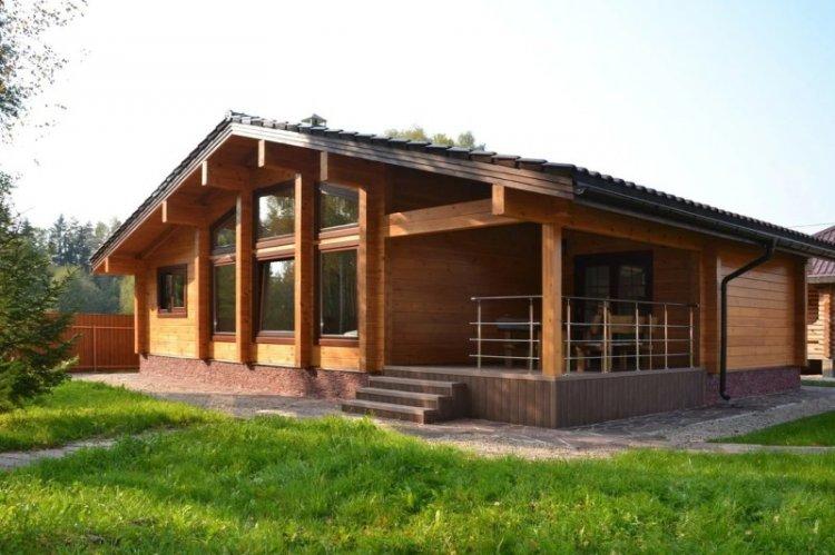 Одноэтажные дома из бруса - проекты и фото