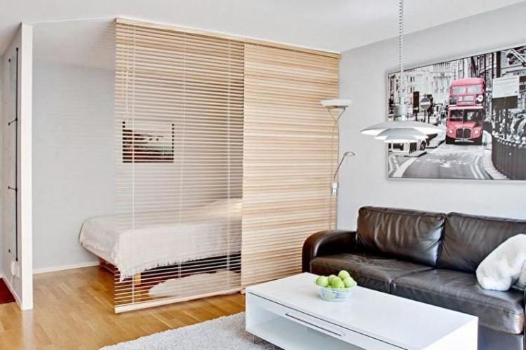 Зонирование комнаты на спальню и гостиную – дизайн фото