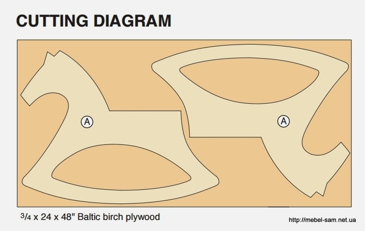 Пример карты кроя деталей фанерной лошадки качалки