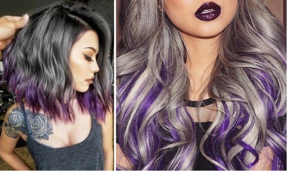 Серо-фиолетовый цвет волос