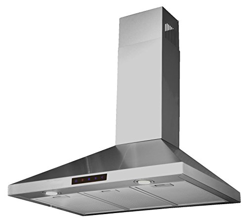 Kitchen Bath Collection 30-inch Wall-mounted Stainless Steel Range Hood with Touch Screen, Carbon Filters for Ventless Operation. High-end LED Lights Over 3x Brighter Than Competing Models