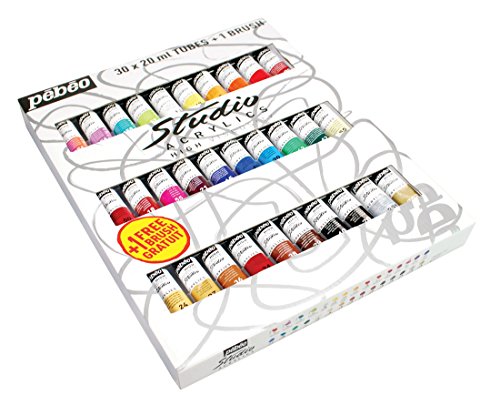 PEBEO Studio Acrylics High Viscosity, Set of 30 Assorted 20 ml Tubes