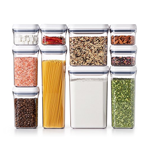 OXO Good Grips 10-Piece Airtight Food Storage POP Container Value Set, Standard Packaging,White,10 Piece
