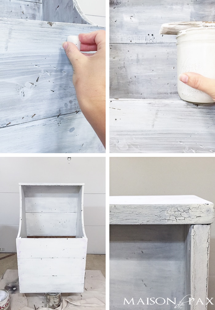 layering different colors of milk paint can create an authentic, chippy, antique look 