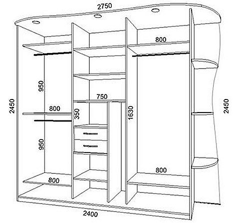 Чертежи и схемы гардеробной комнаты