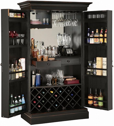 Шкаф бар в черном цвете