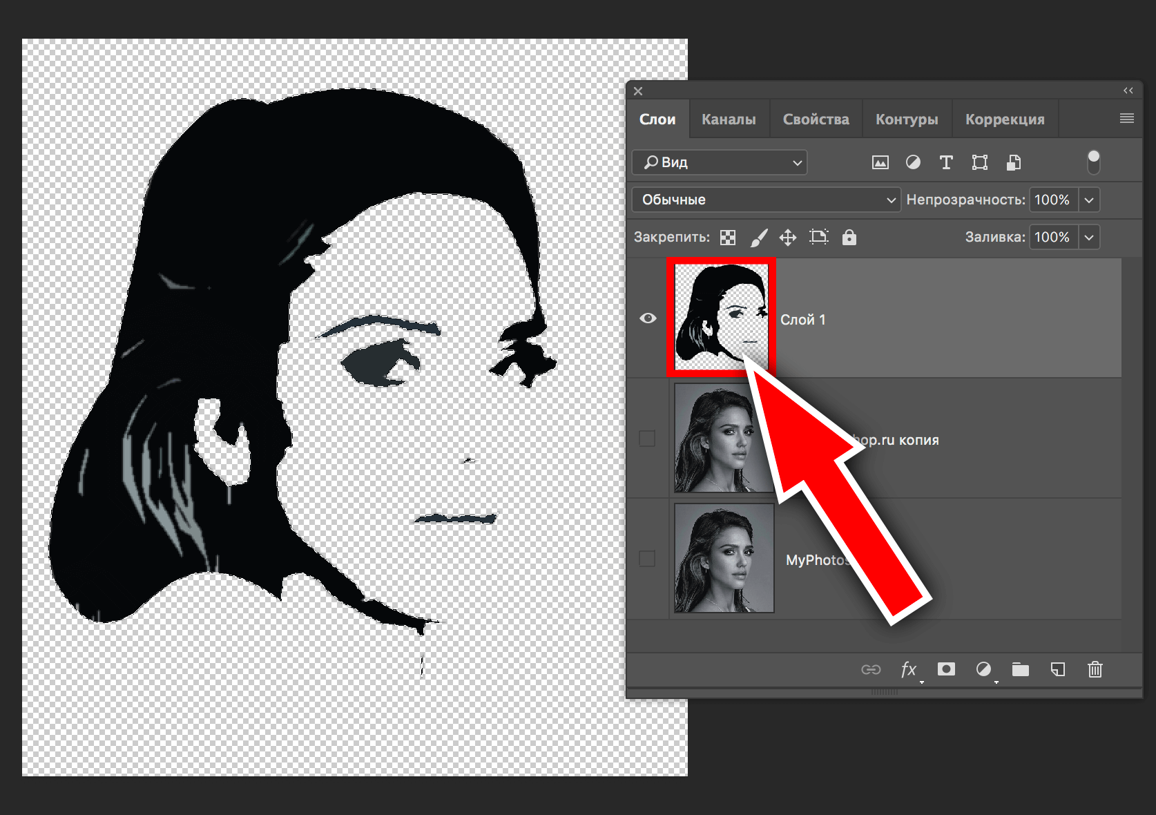 создание выделенной области