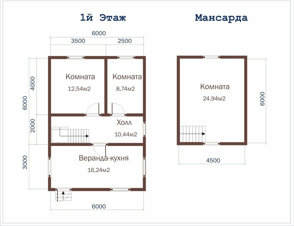 Проект дома 9 на 9 с мансардой из бруса