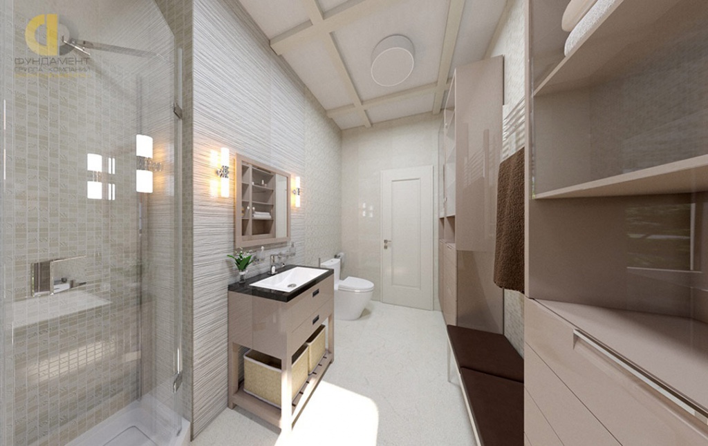Ванная комната в современном стиле в белых тонах