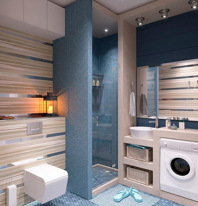 Стильная ванная комната в квартире-студии