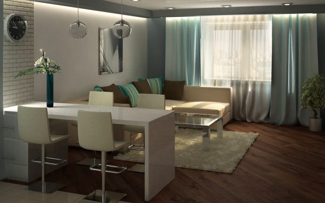 Гостиная с обеденной зоной