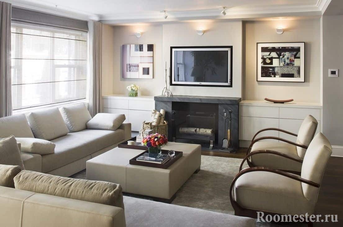 Гостиная с камином Гостиная с камином