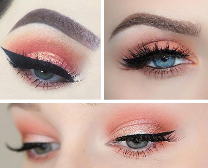 макияж с персиковыми тенями