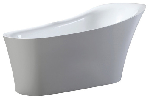 Alexandria Freestanding Acrylic Bathtub 67" White With Rectangle Overflow