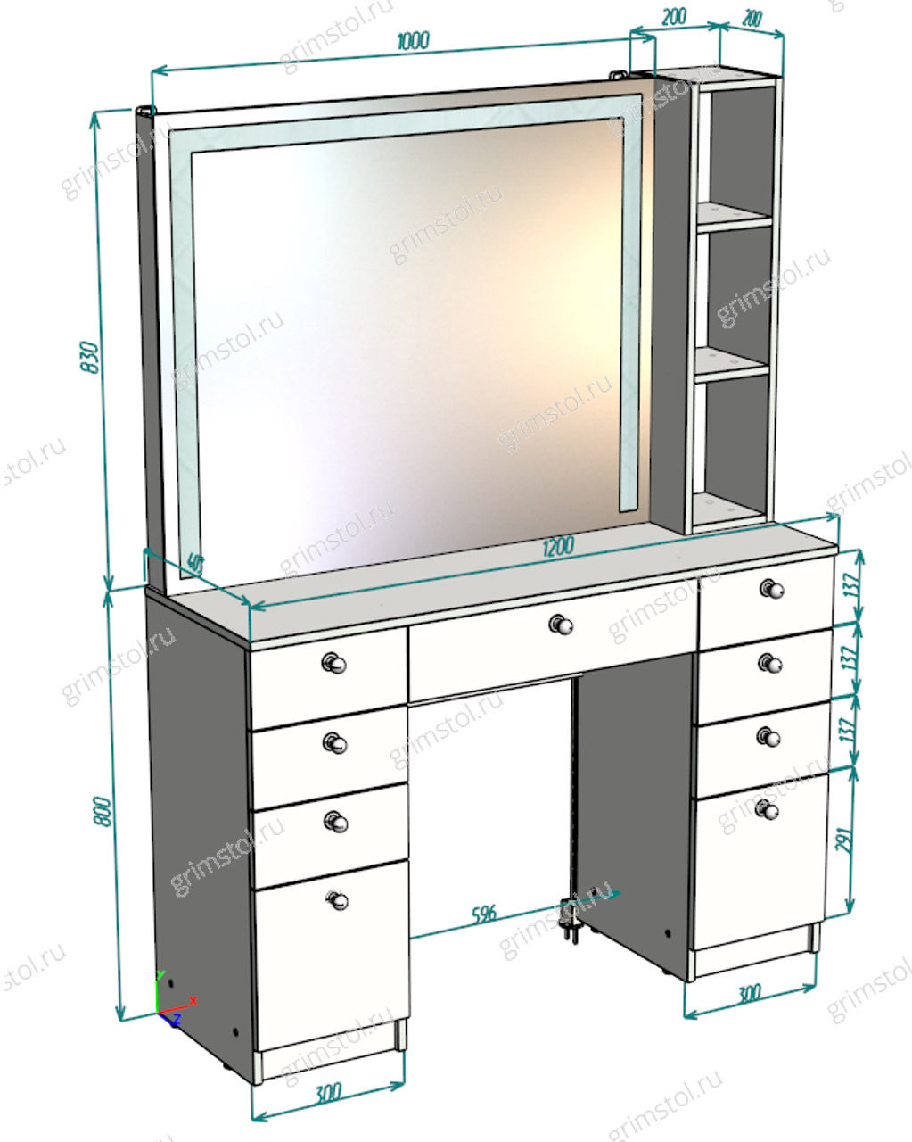 Глубина туалетного столика. Стол макияжный с зеркалом Софи 100.1. Столик гримерный с зеркалом 900х500х1480. Туалетный столик "де-Бриз". Гримерный столик 4ре100 чертеж.