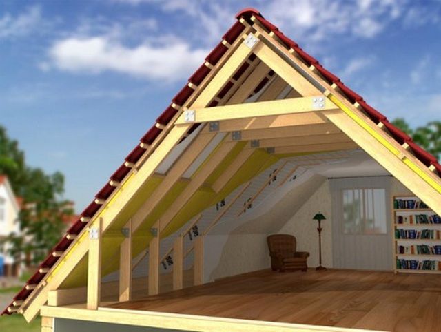 Под двускатной крышей может быть организовано и жилое помещение