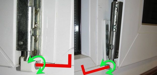  Вращением этого винта можно отжать или прижать нижний угол оконной створки.