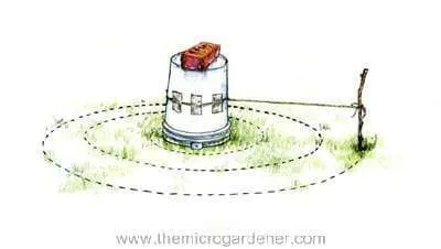 Measuring out a herb spiral 