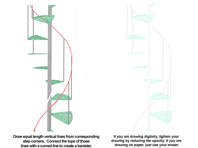 Drawing the banister