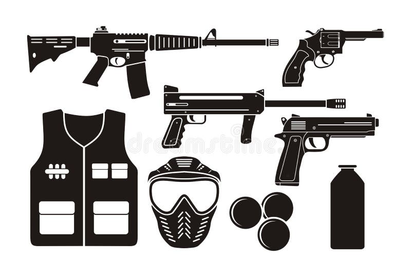 Airsoft gun equipment stock illustration