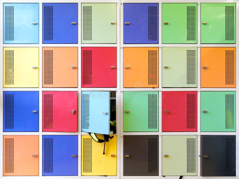 Colorful school lockers stock image
