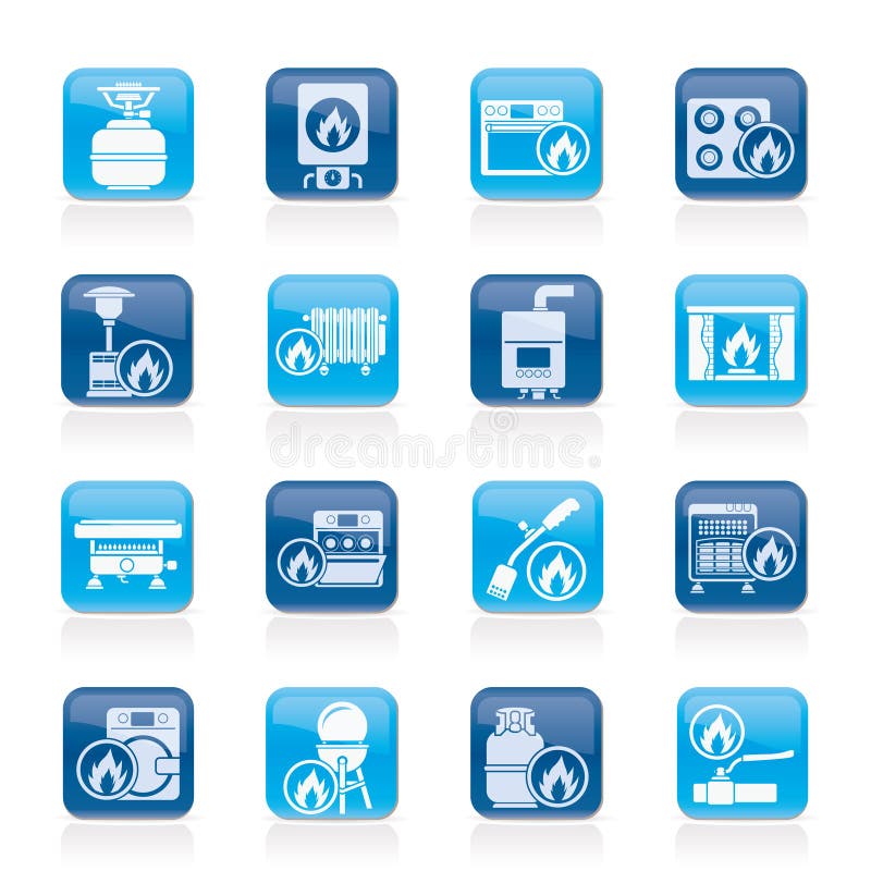 Household Gas Appliances icons vector illustration