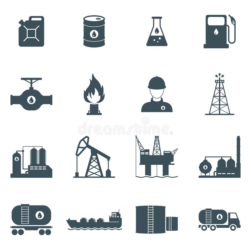 Oil and gas icon set stock illustration