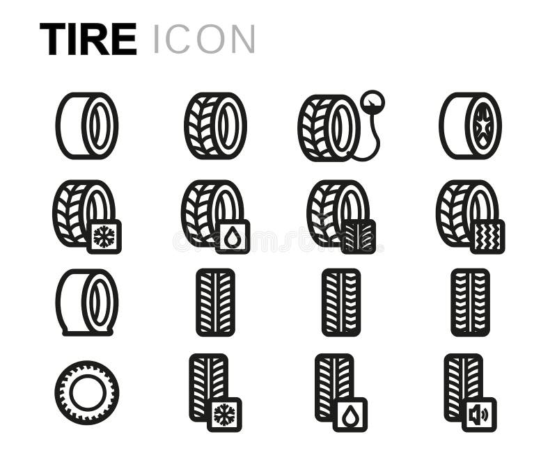 Vector line tire icons set royalty free illustration