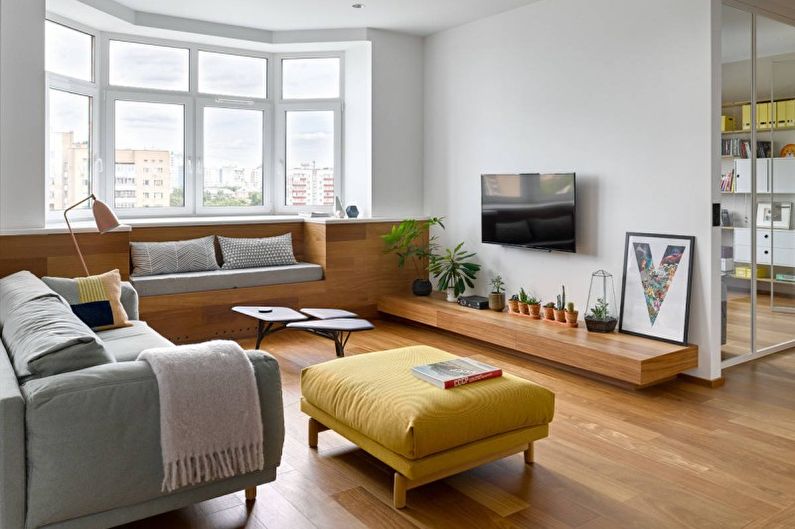 Дизайн интерьера гостиной в белом цвете - фото