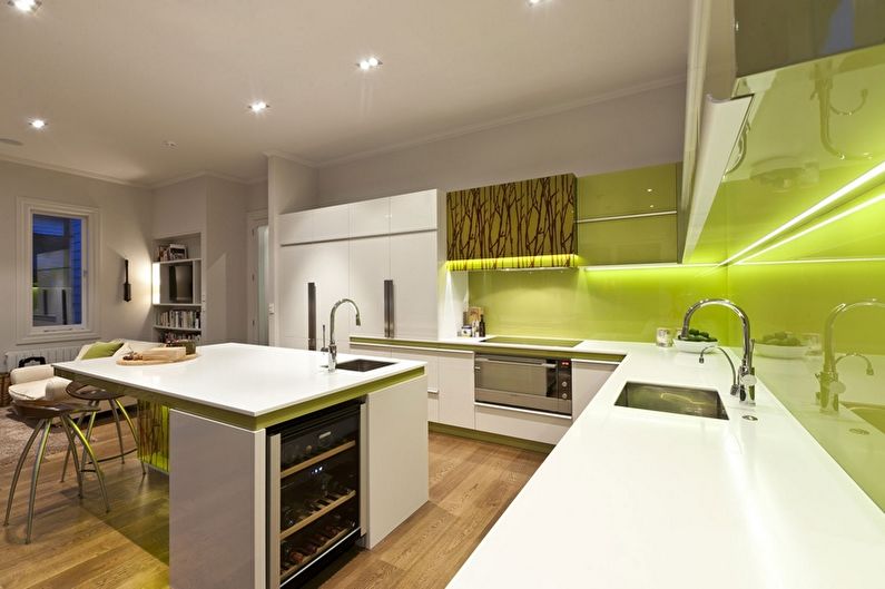 Зеленая кухня в современном стиле - Дизайн интерьера