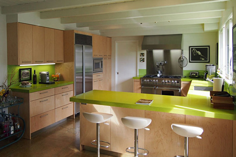 Зеленая кухня в современном стиле - Дизайн интерьера