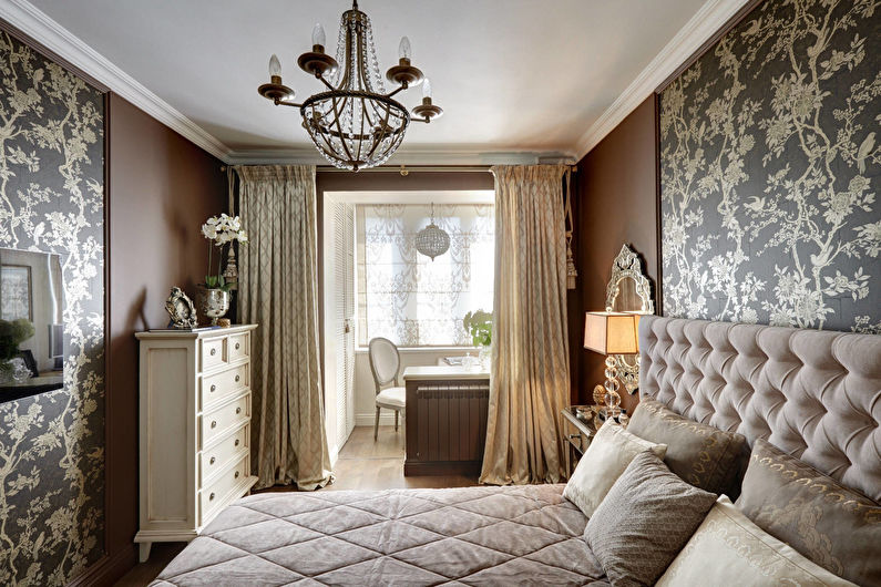 Коричневая спальня в классическом стиле - Дизайн интерьера