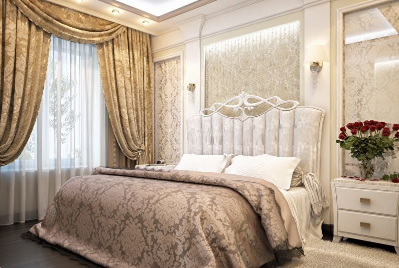 Дизайн интерьера спальни в классическом стиле - фото