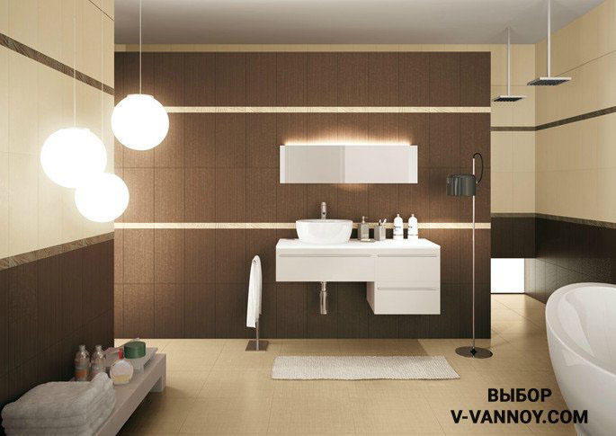 «Кофе с молоком». Монохромный санузел выглядит интересно, за счет бордюров, рассекающих плоскость цвета. Лампы и светодиодная подсветка формируют камерную атмосферу. «Кофе с молоком». Монохромный санузел выглядит интересно, за счет бордюров, рассекающих плоскость цвета. Лампы и светодиодная подсветка формируют камерную атмосферу.