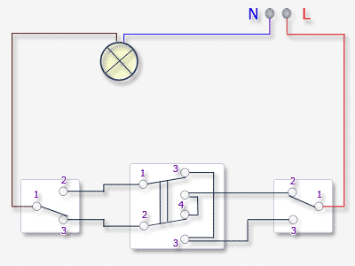 Схема крестового спаренного выключателя