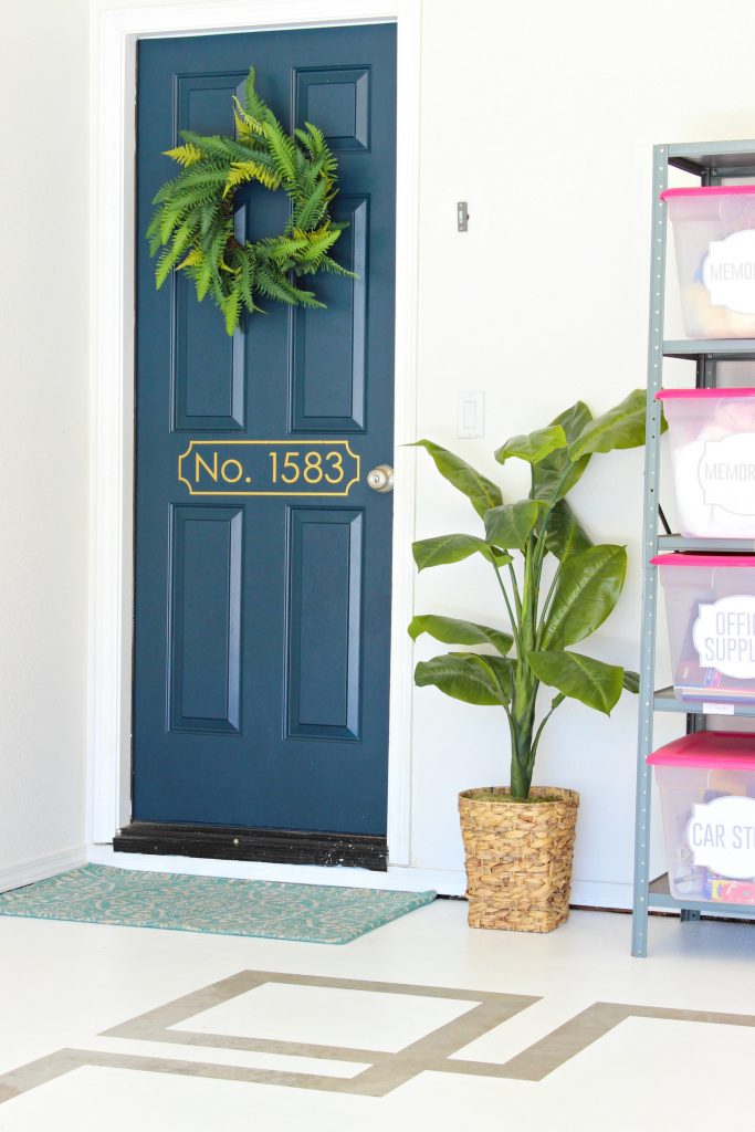 cute door and painted concrete floors