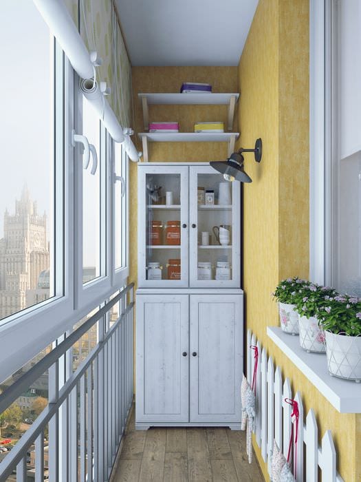 идея оригинального стиля маленького балкона