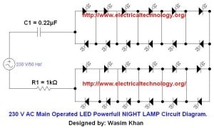 230V AC Main LED Night lamp