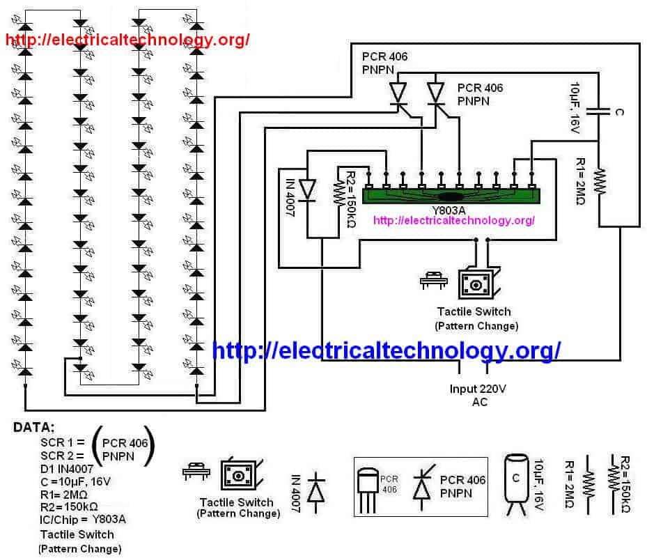 Basic X-MAS LED Flashing String Array Circuit