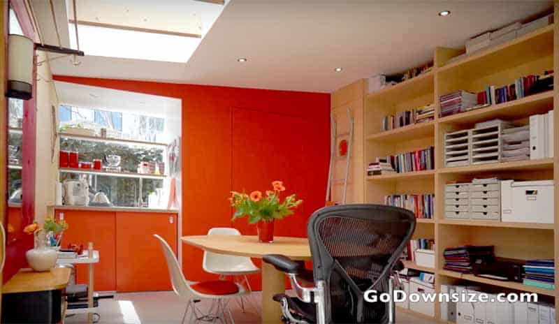 inside garden pod shelving