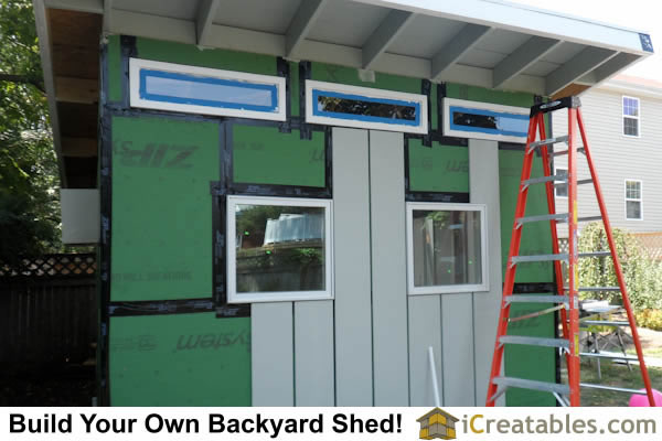 Installing cement board and batten siding on modern shed