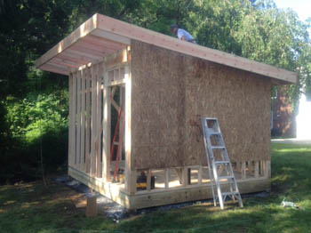 12x14 studio shed side walls sheeted