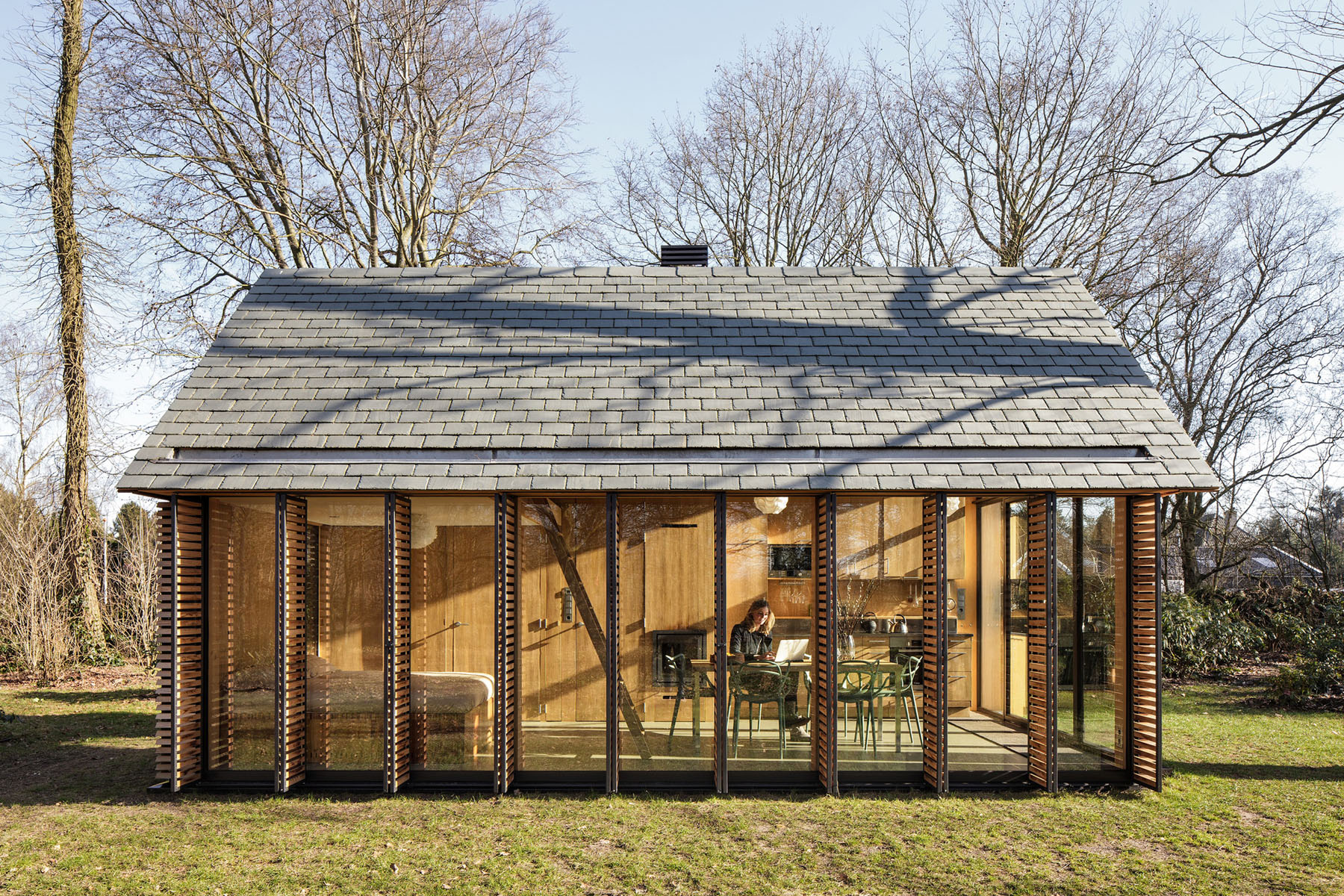 Wooden Country House with Shutters