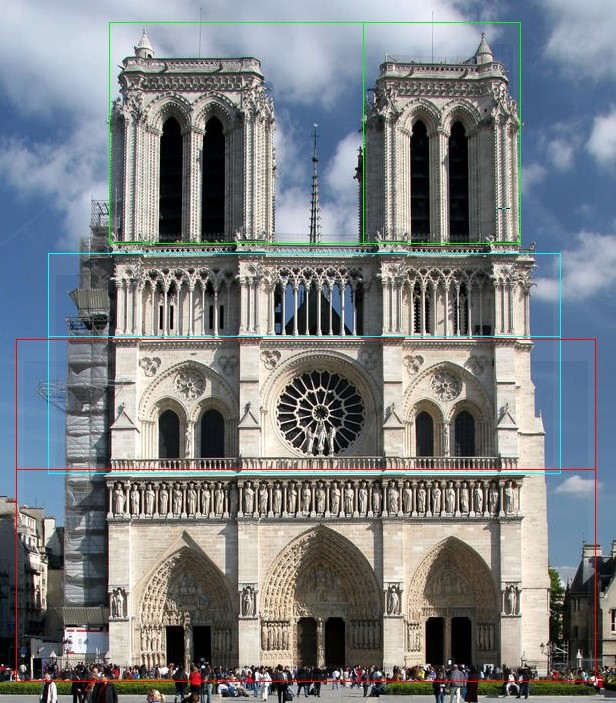 Notre Dame with golden ratio