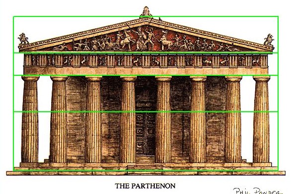Parthenon showing golden ratios
