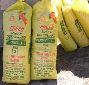 Vermiculite in bags used for insulation