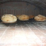 Baking bread in inside the oven.
